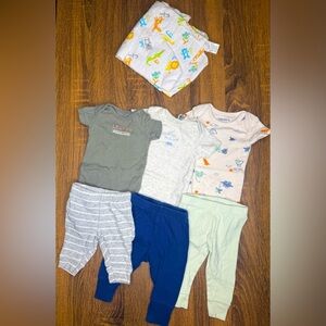 Onesies bodysuits pants set Baby Boy size Newborn baby blanket NWOT bundle